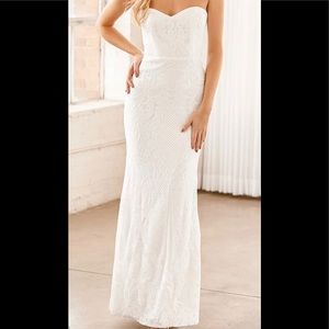NEW White strapless sequence gown